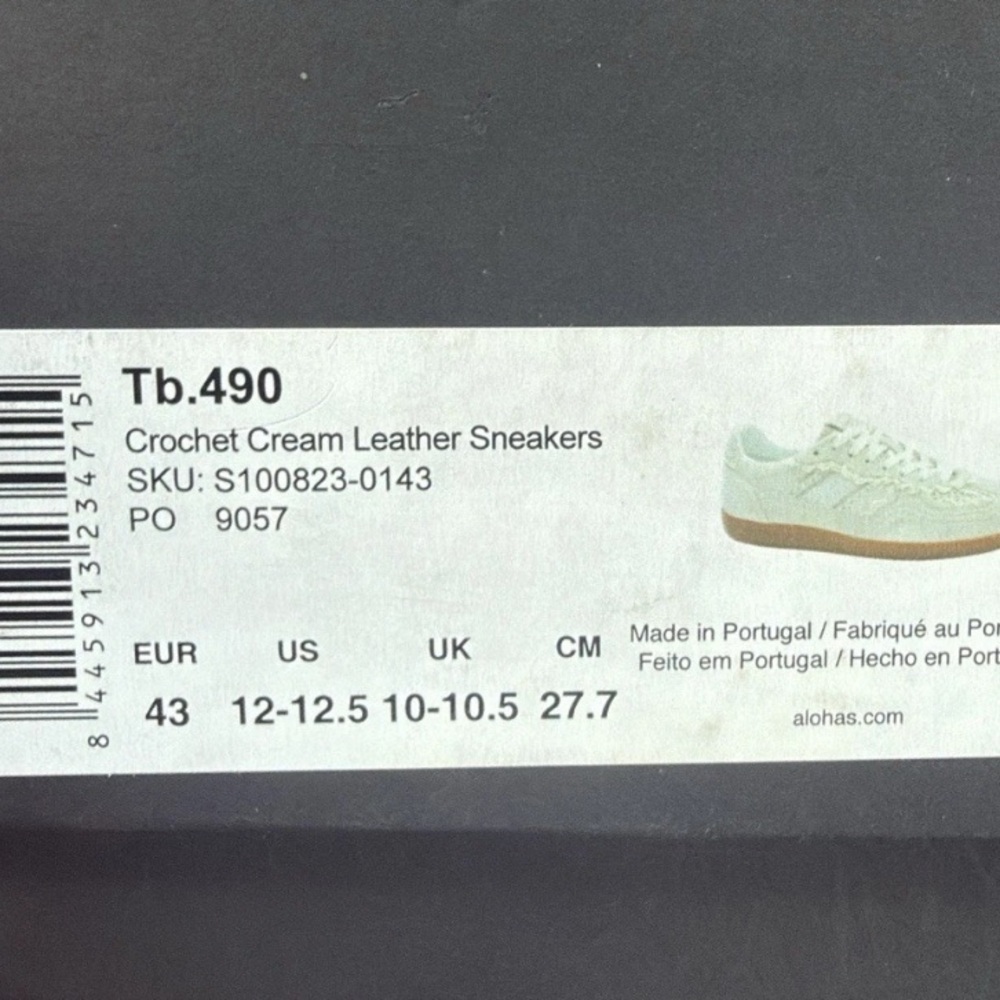 ALOHAS Crochet Cream Leather Sneakers NIB Size 12 -12.5 - Picture 5 of 5